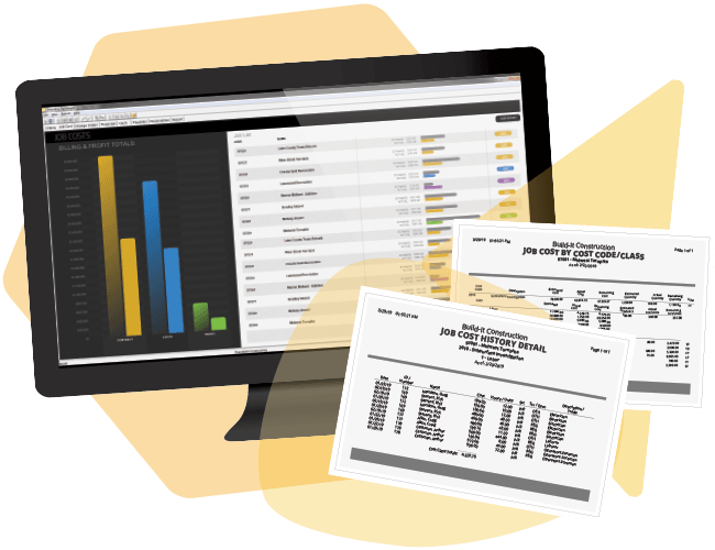 Foundation's Job Cost Accounting Software on a computer