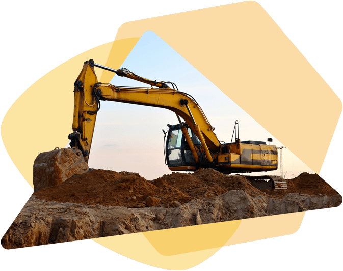 excavator digging up dirt on a job site