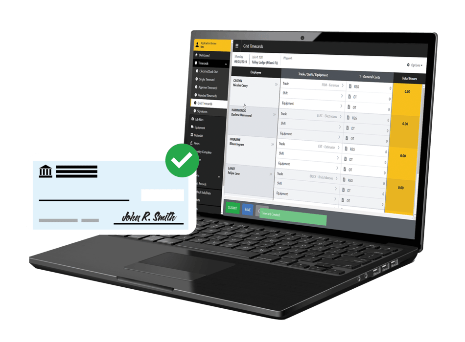 construction time tracking software on a mobile phone